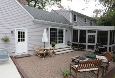 exterior of home back porch with harvey patio door